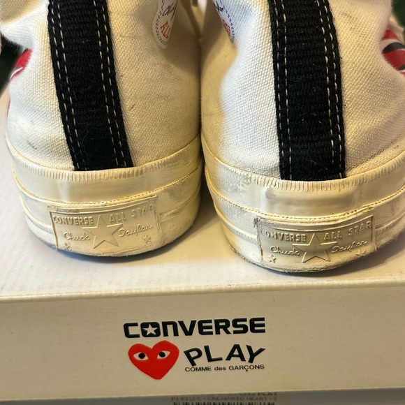 Converse White and Red High-Top Sneakers - Picture 3 of 7